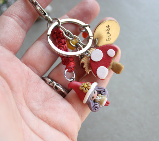 Portachiavi macramè con Memole e nome