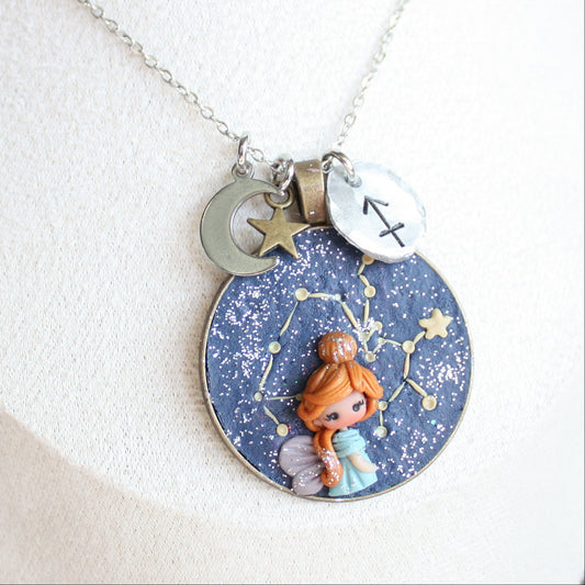 Collana Zodiacale Sagittario – Fatina Costellazione e Simbolo Inciso