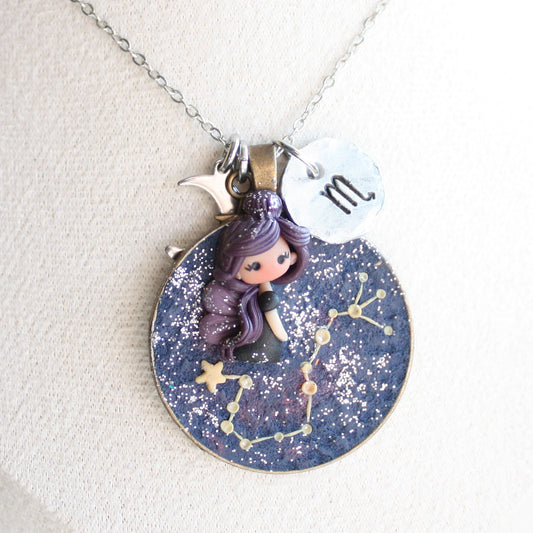 Collana Zodiacale Scorpione – Fatina Costellazione e Simbolo Inciso