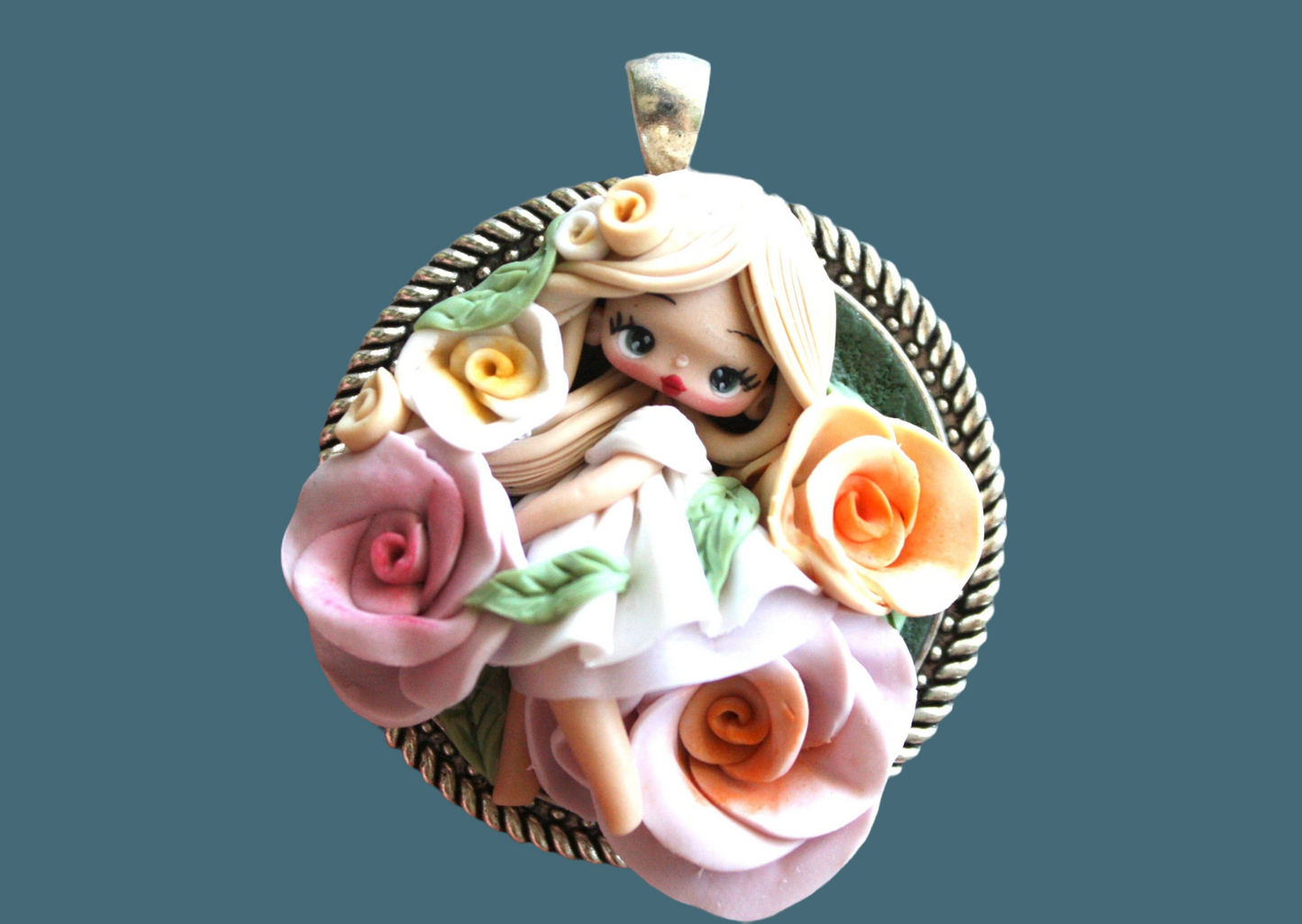 Fairy Mara - Handmade Polymer Clay Fairy Pendant