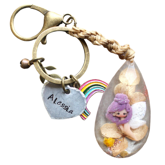 Bag Charm or Keychain with a Tiny Fairy VII

