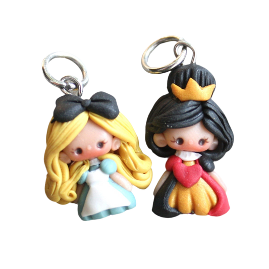 Alice and the Queen of Hearts charms