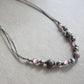 Gray and pink macramé necklace