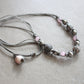 Gray and pink macramé necklace