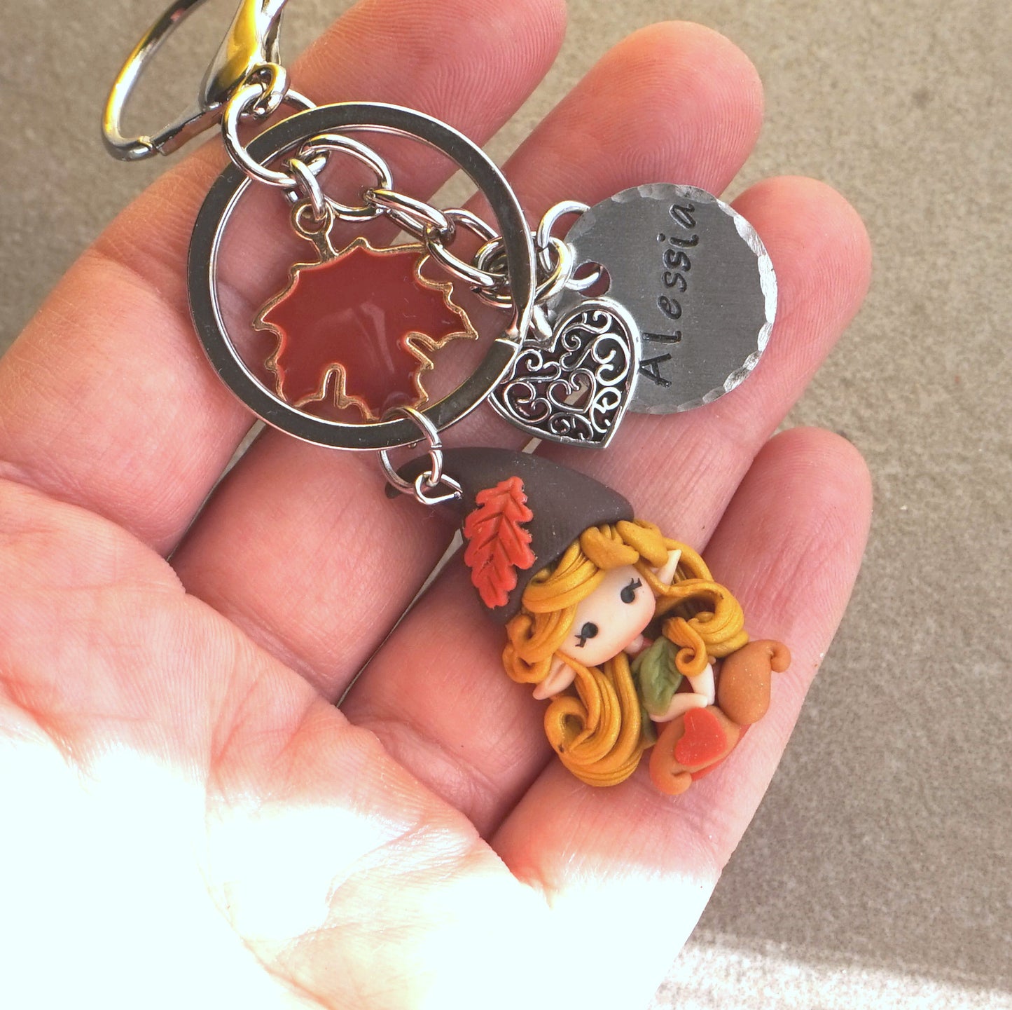 Portachiavi con gnoma in pasta polimerica e nome