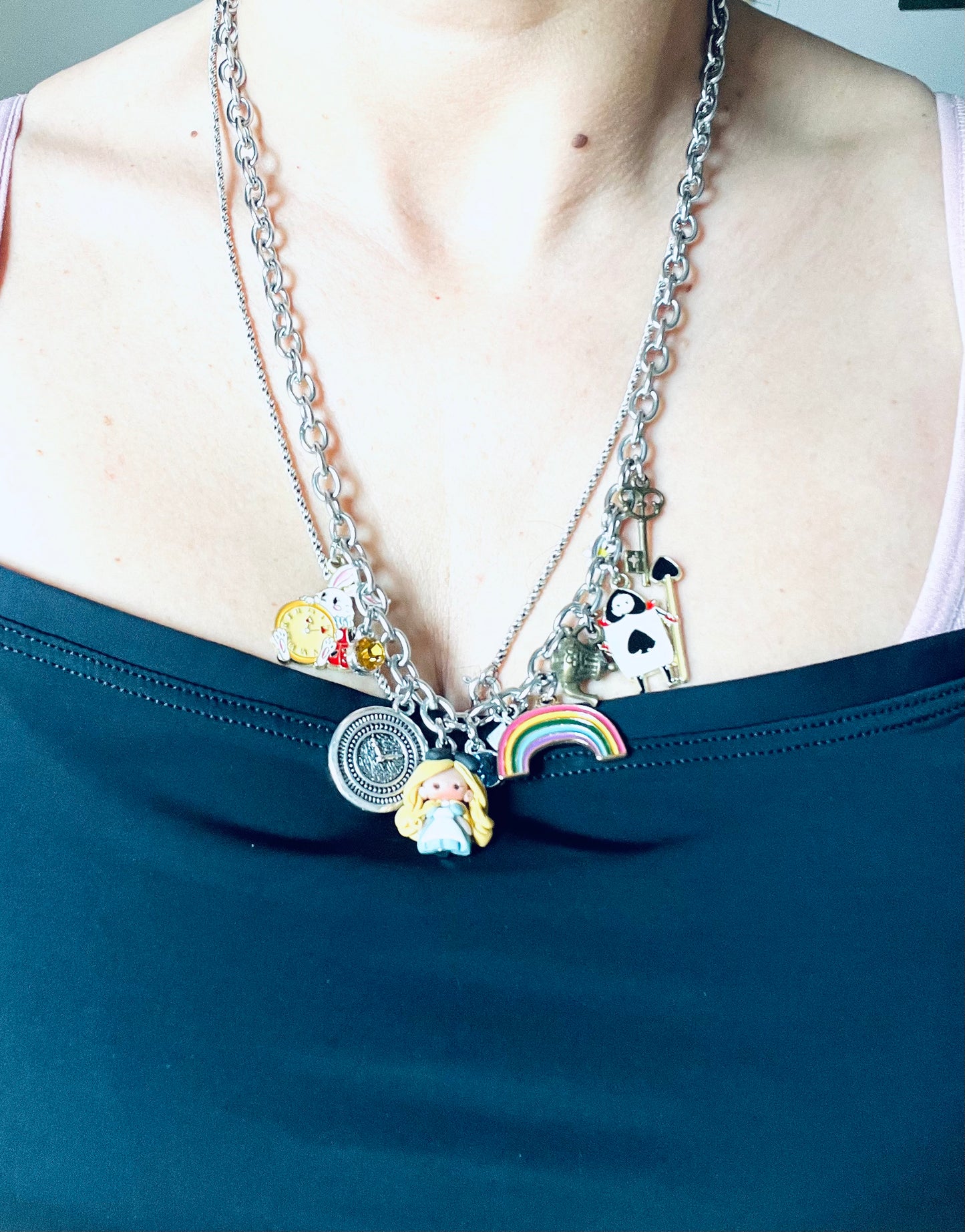 "Alice in Wonderland" Multi-Charm Necklace