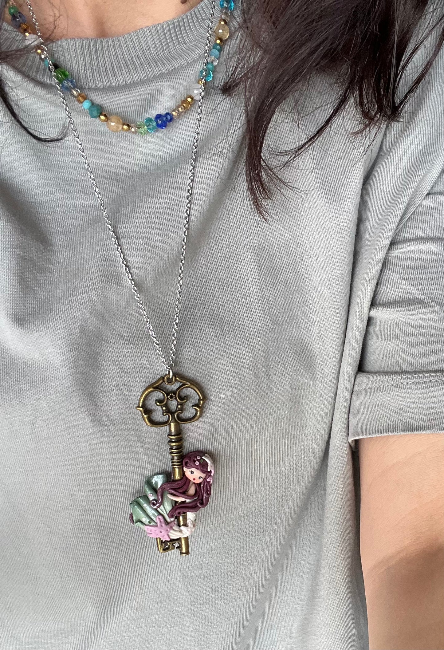 mermaid key necklace