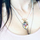 Romantic White Stone Necklace with Removable Heart Pendant