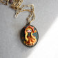 Gold Stainless Steel Necklace with Handmade Polymer Clay Doll