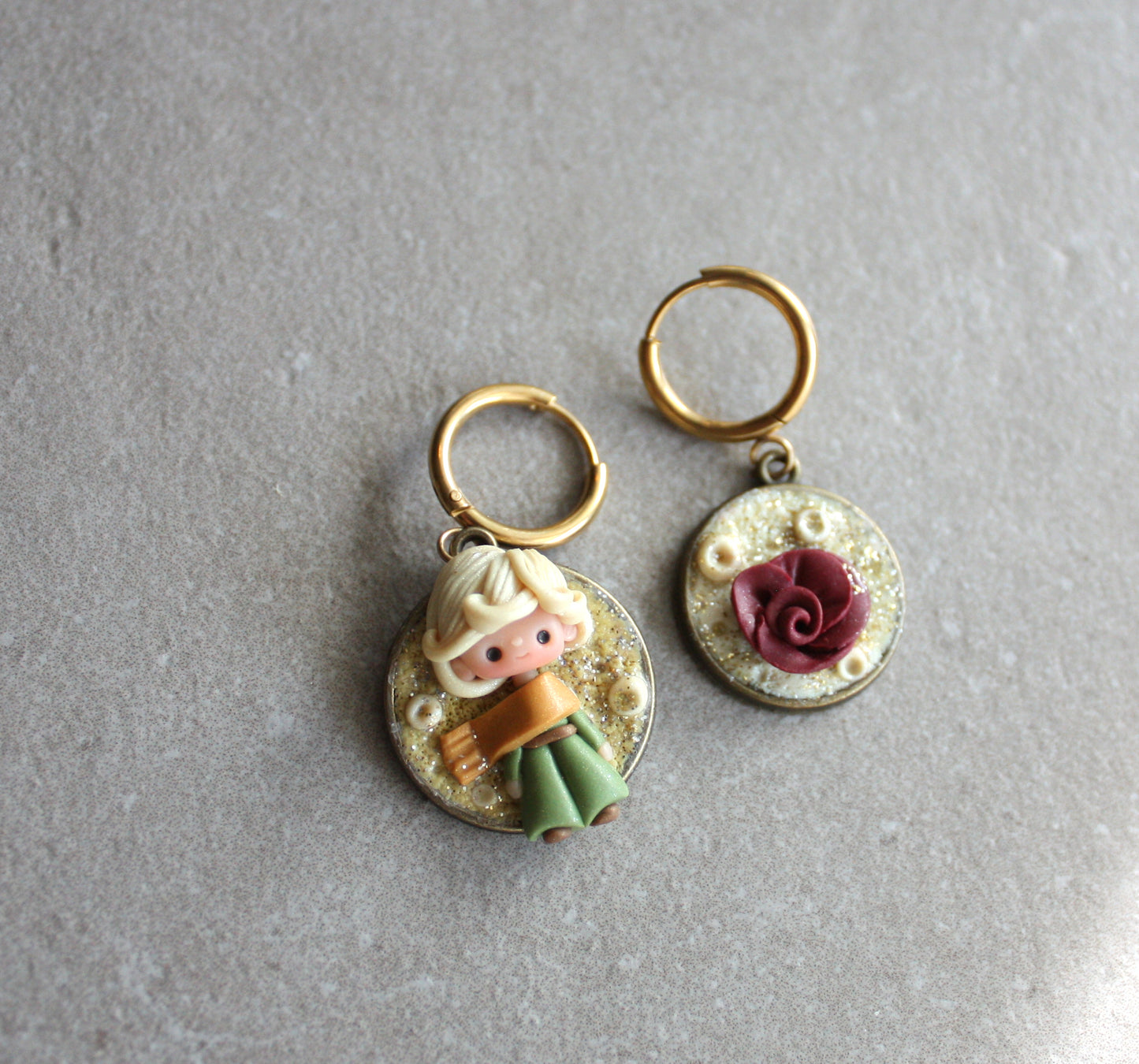 Orecchini in acciaio inox dorato Piccolo Principe