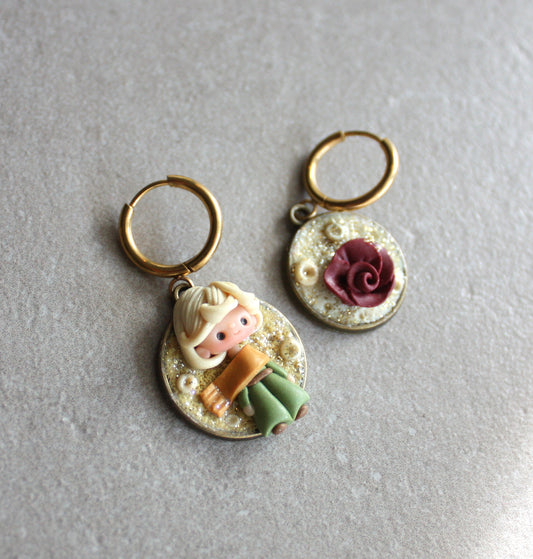 Orecchini in acciaio inox dorato Piccolo Principe