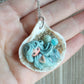 Stainless Steel Necklace with Real Seashell, Handmade Polymer Clay Mermaid, Sand and Resin Details