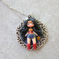 Stainless Steel Necklace with Handmade Polymer Clay Wonder Woman