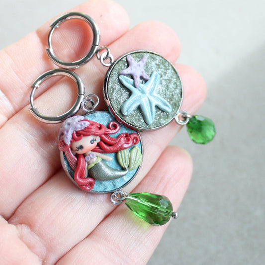 orecchini in acciaio inox con piccola Ariel