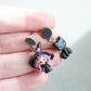 Handmade Polymer Clay Dangle Earrings with Witch and Cat
