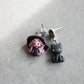 Handmade Polymer Clay Dangle Earrings with Witch and Cat