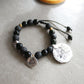 Sicilian Macramé Bracelet with Lava Stone Beads, Trinacria & Sicily Charms