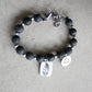 Sicilian Bracelet with Natural Stones, Stainless Steel & Hand-Engraved Aluminum Charms