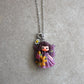 Stainless Steel Necklace with Violet Fairy