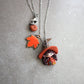 Stainless Steel Necklace with Mini Witch in Polymer Clay