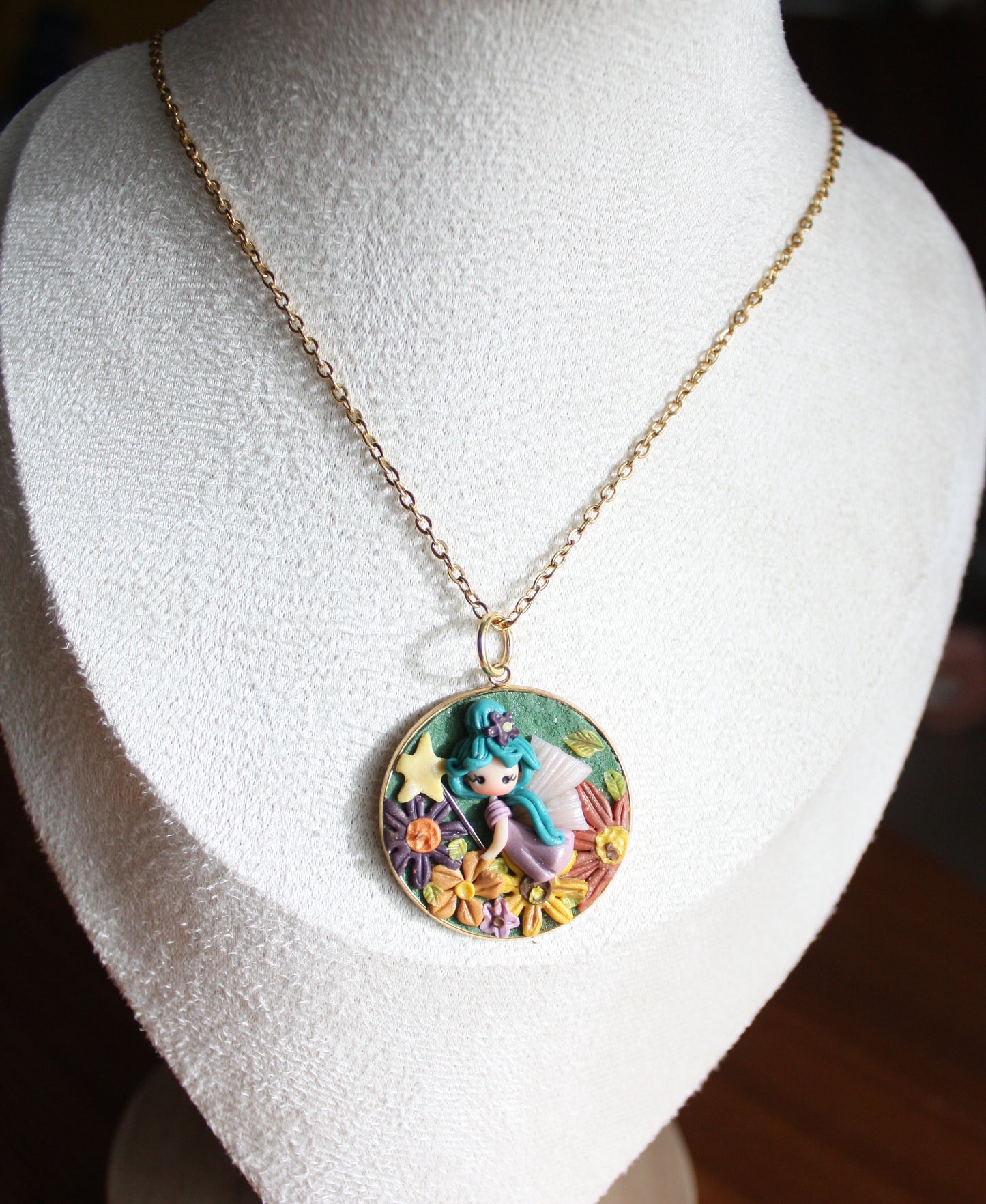 Gold-plated stainless steel necklace with fairy