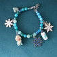 Bracciale Frozen con pietre dure azzurre-  Elsa e Olaf in fimo
