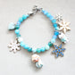 Bracciale Frozen con pietre dure azzurre-  Elsa e Olaf in fimo