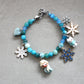 Bracciale Frozen con pietre dure azzurre-  Elsa e Olaf in fimo