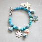 Bracciale Frozen con pietre dure azzurre-  Elsa e Olaf in fimo