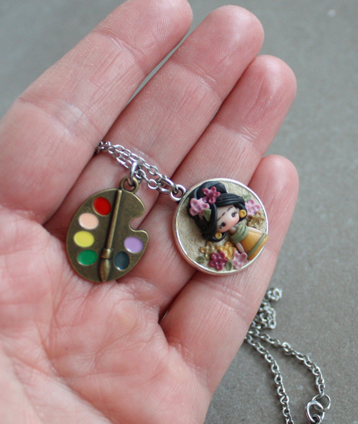 Collana in acciaio inox con Frida Kahlo II