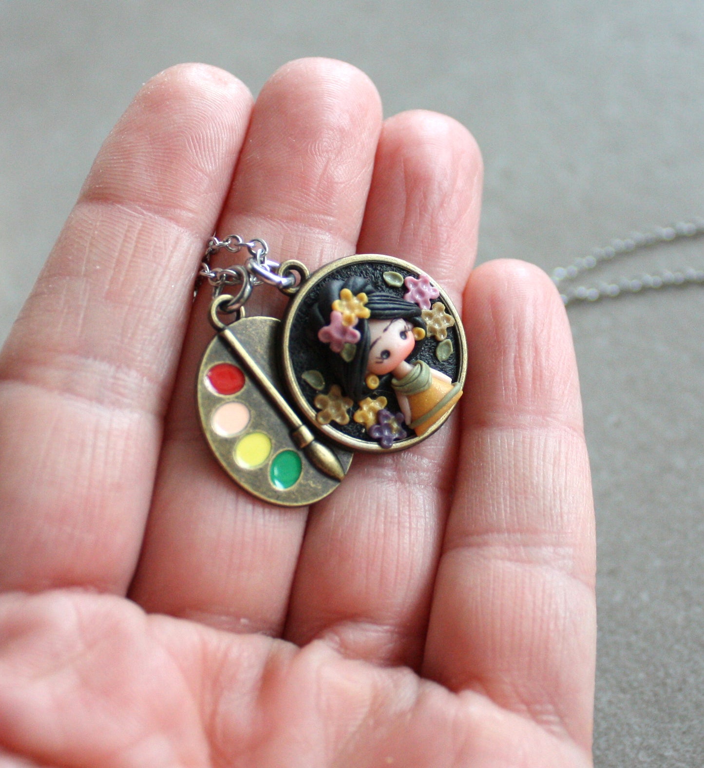 Collana in acciaio inox con Frida Kahlo III