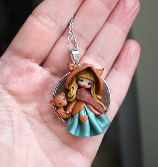 Collana in acciaio inox con petdoll volpina