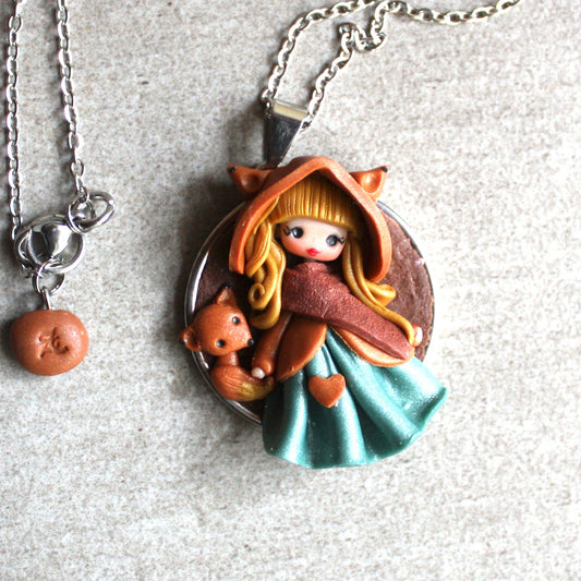 Collana in acciaio inox con petdoll volpina