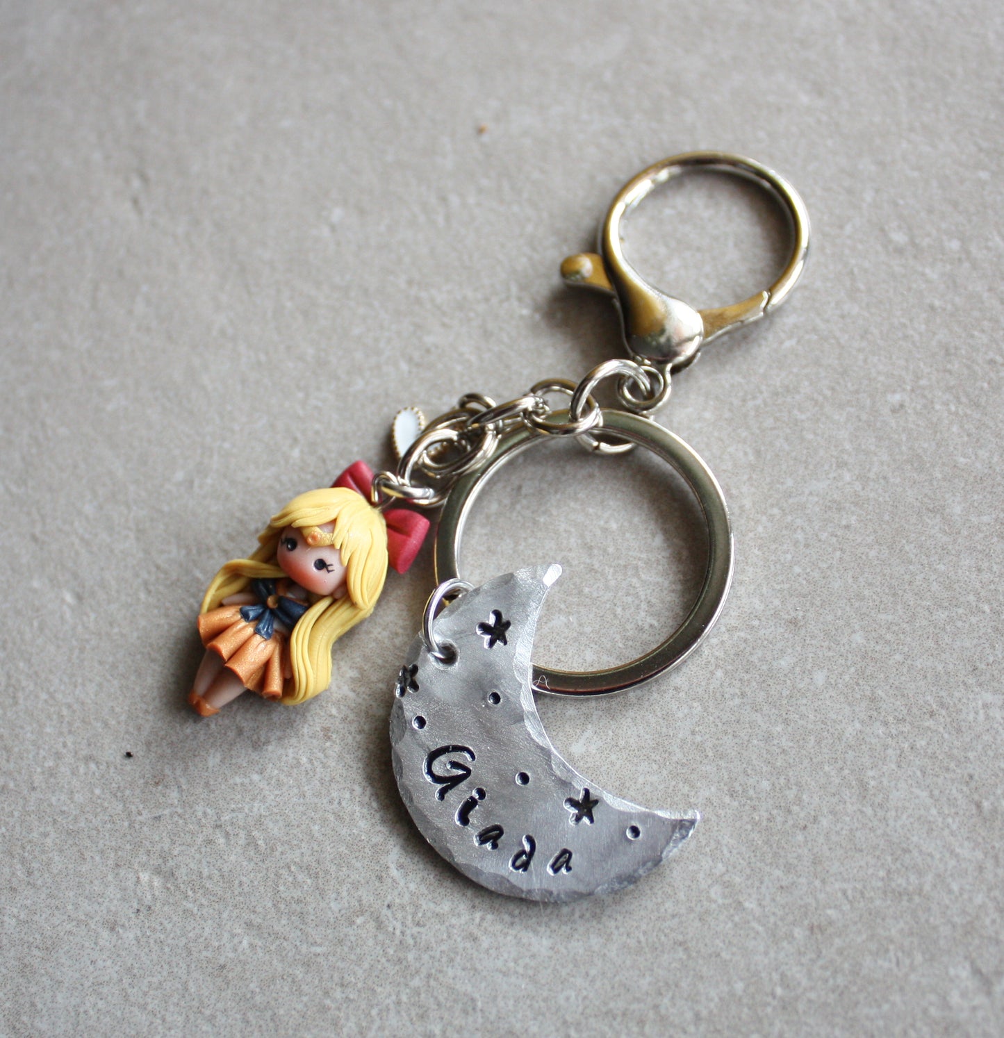 Portachiavi Guerriera Sailor con nome - su ordinazione