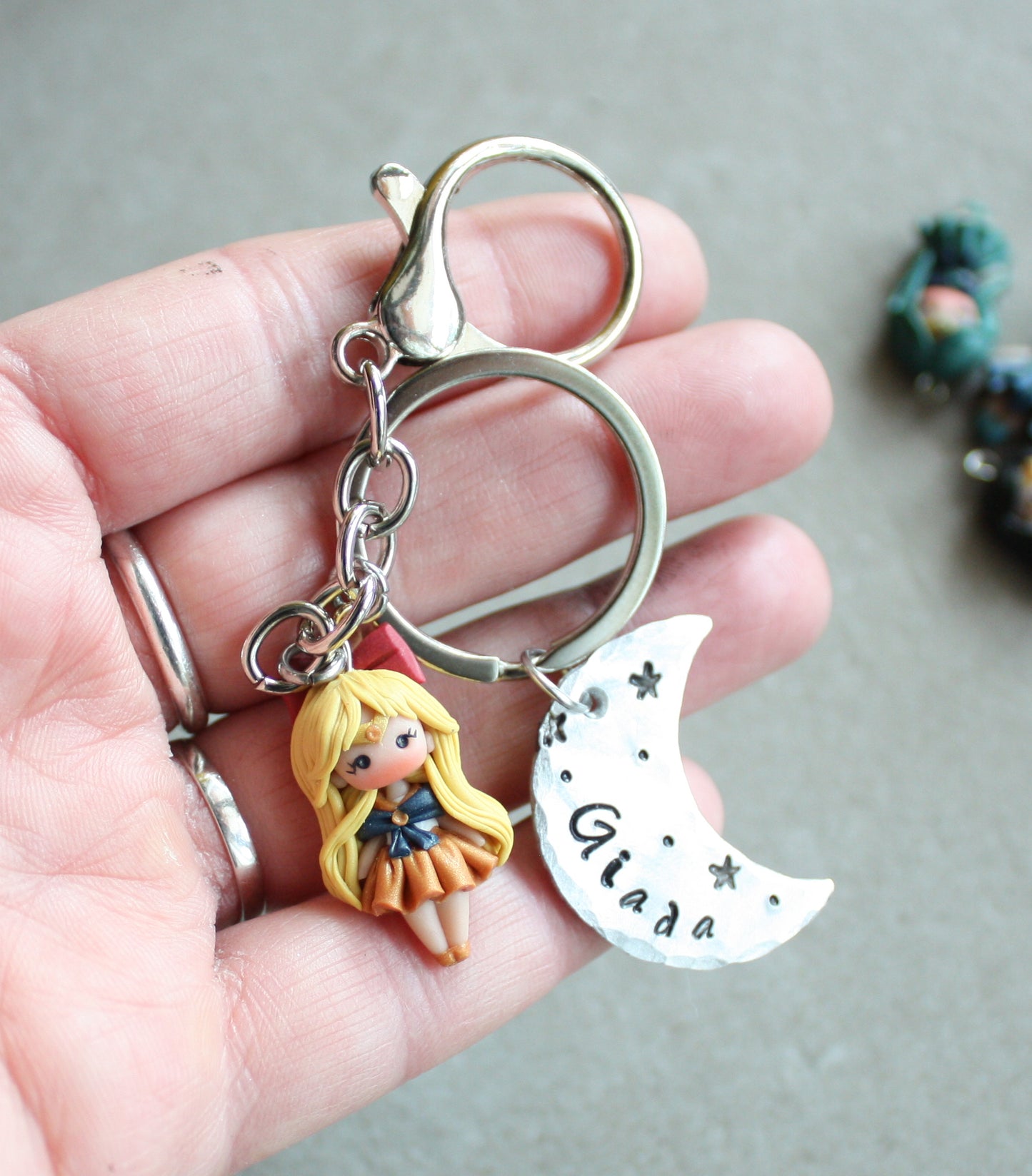 Portachiavi Guerriera Sailor con nome - su ordinazione