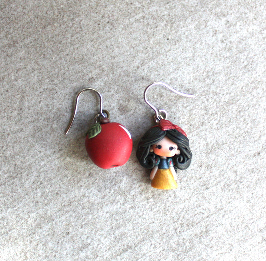orecchini in acciaio inox  Biancaneve e mela
