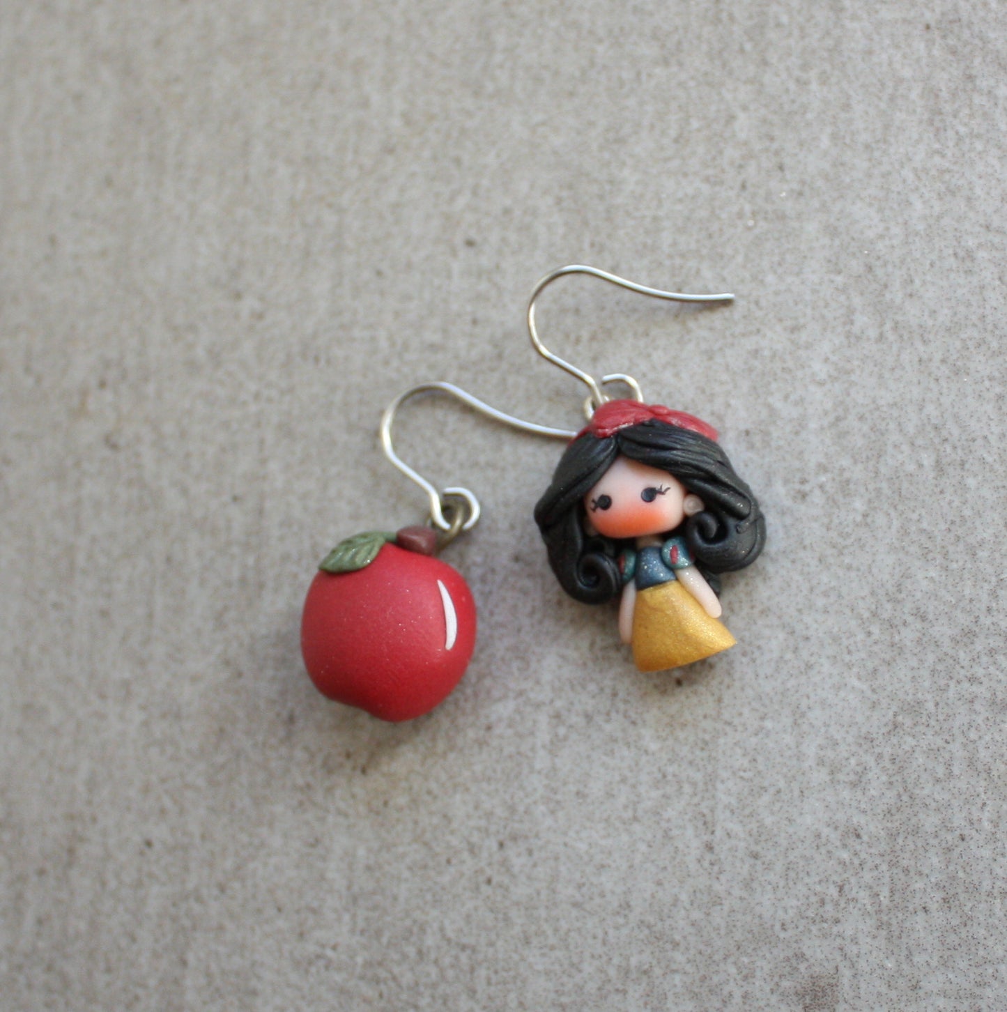 Snow White and apple stainless steel earrings 🍎✨
