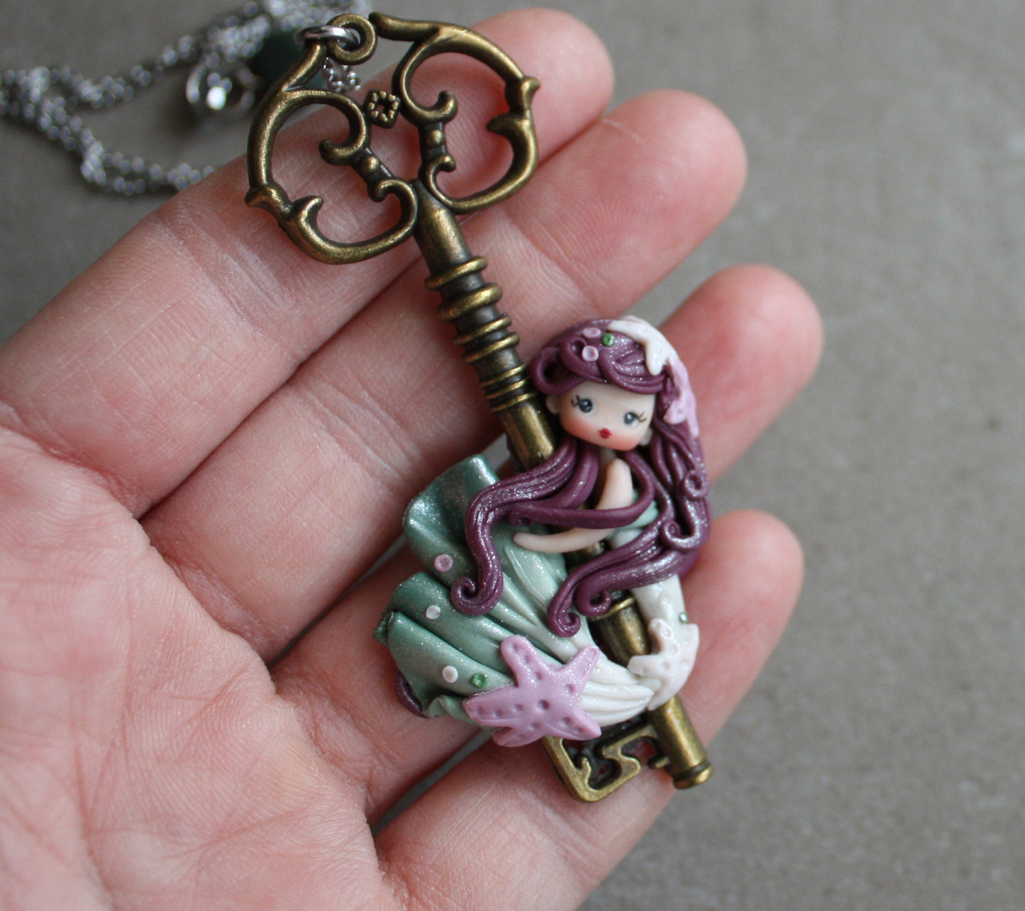 mermaid key necklace