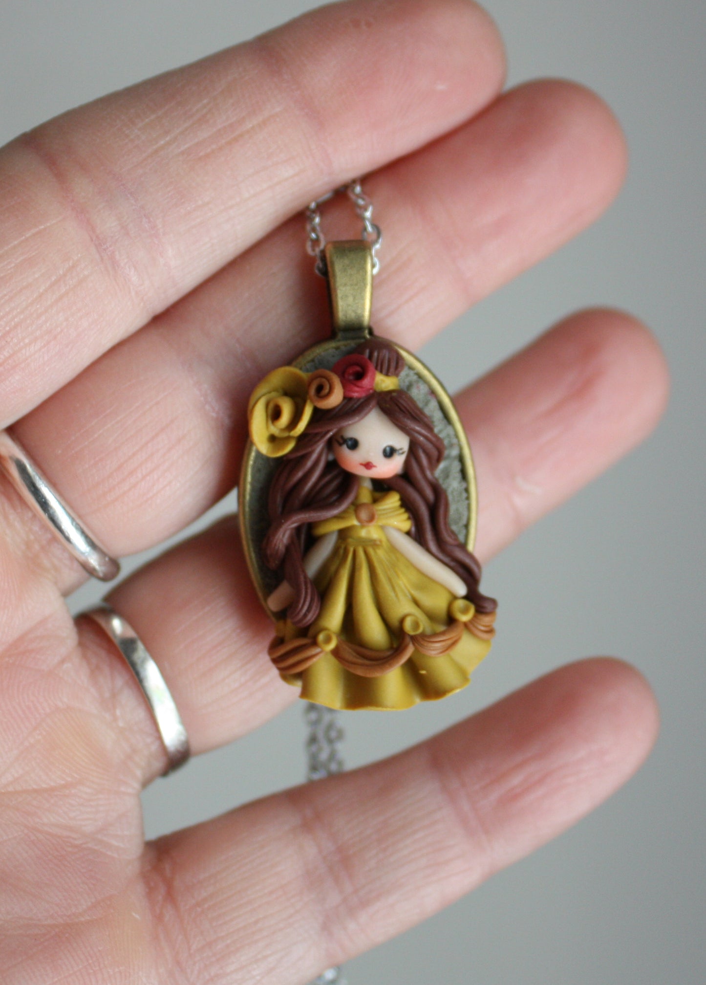 Handmade Belle Polymer Clay and Steel Necklace | Zingara Creativa