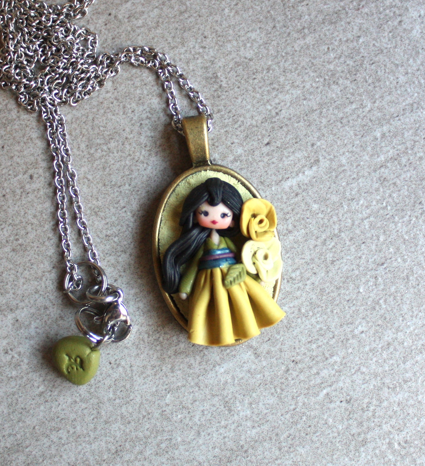 Handmade Mulan Polymer Clay and Steel Necklace | Zingara Creativa