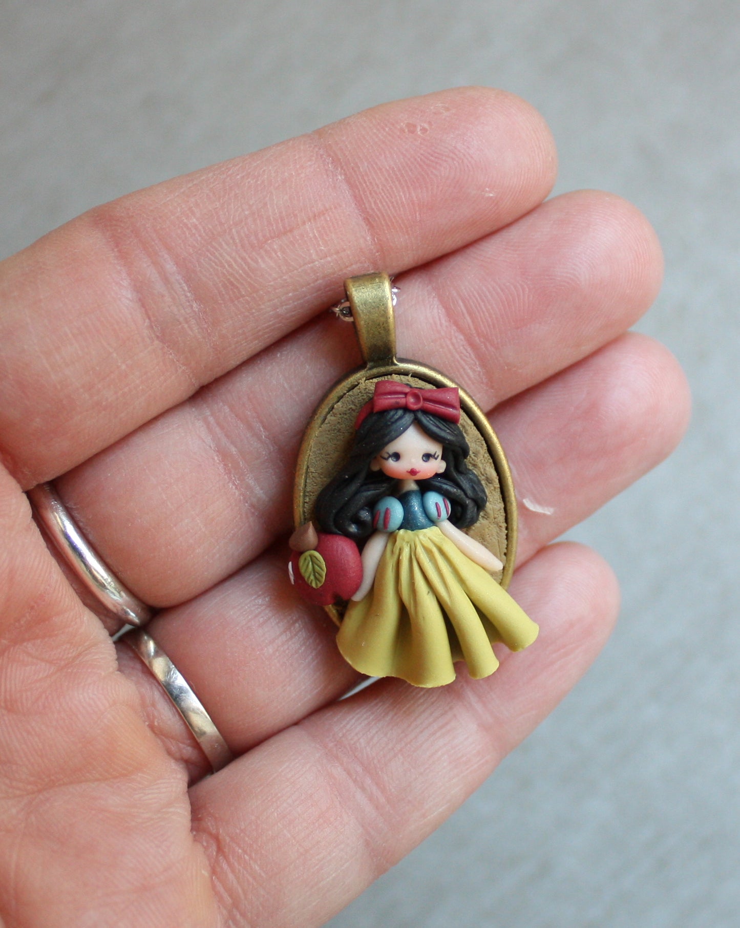 Handmade Snowwhite Polymer Clay and Steel Necklace | Zingara Creativa