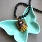 2-in-1 Black Gemstone Necklace with Snow White Pendant – One of a Kind