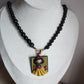 2-in-1 Black Gemstone Necklace with Snow White Pendant – One of a Kind