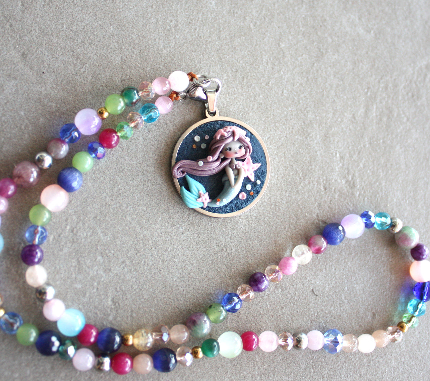 Mermaid Necklace – Colored Gemstones ✨