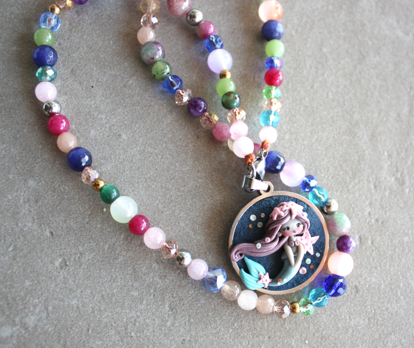 Mermaid Necklace – Colored Gemstones ✨