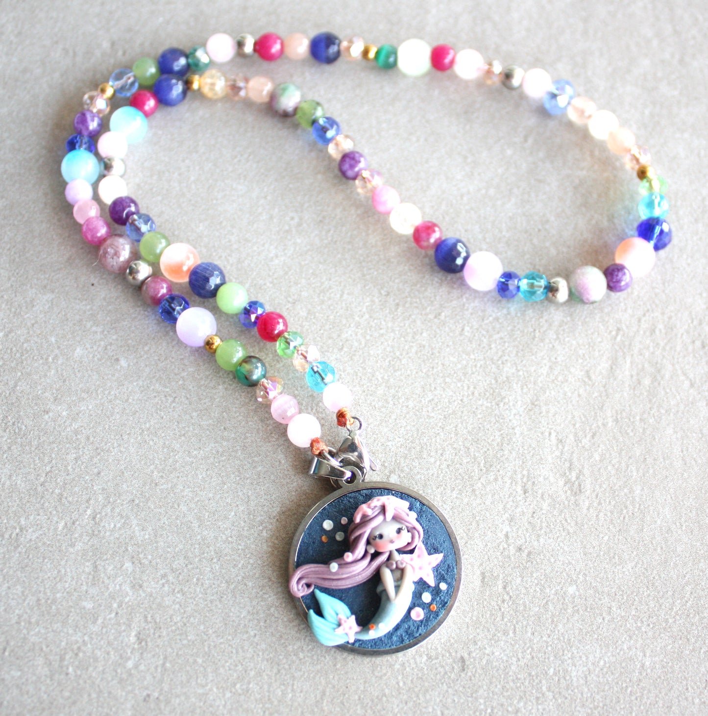 Mermaid Necklace – Colored Gemstones ✨