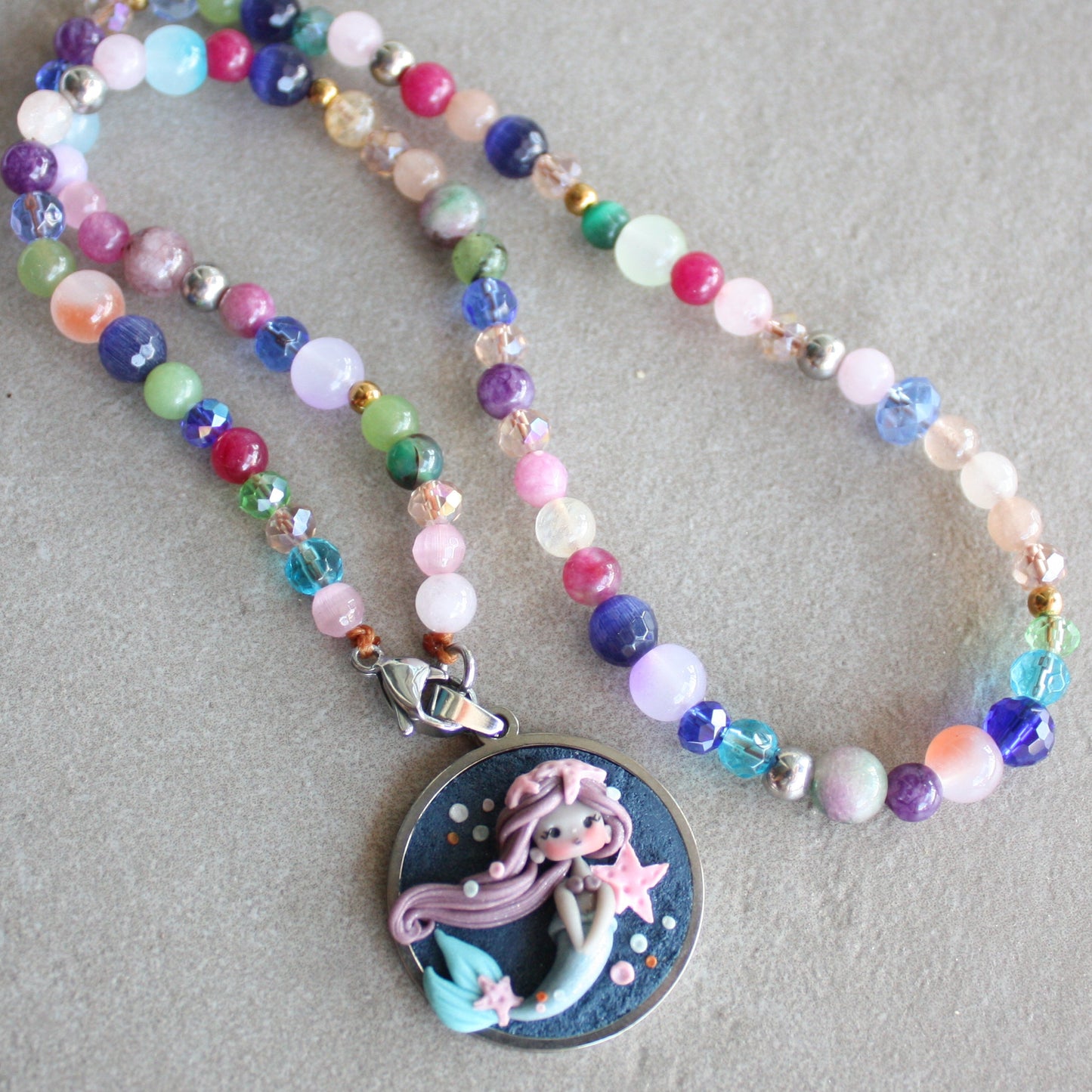 Mermaid Necklace – Colored Gemstones ✨
