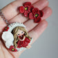 poppy fairy- bambolina in fimo- set collana piu orecchini