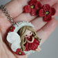 poppy fairy- bambolina in fimo- set collana piu orecchini