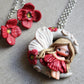 poppy fairy- bambolina in fimo- set collana piu orecchini